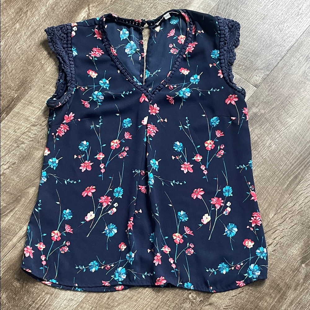 Daniel Rainn Navy Floral Blouse
